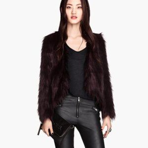 H&M Black and Purple Faux Fur Jacket